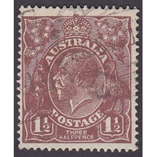 Australian    King George V   1½d Penny Half Pence Brown   Single Crown WMK  Plate Variety 3L31